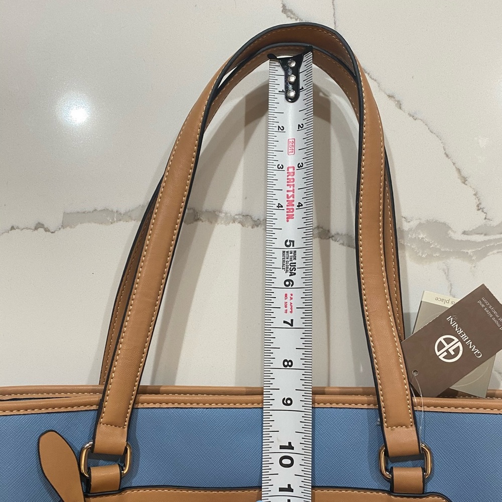 Giani Bernini Saffiano Tote Light Blue Tan NWT - Picture 14 of 16